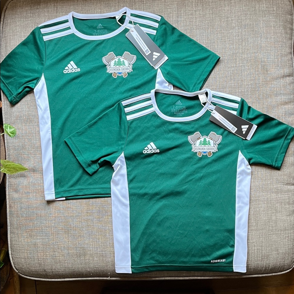2 Adidas Soccer Football Futbol Jerseys T-Shirt Green Personalized XS Youth